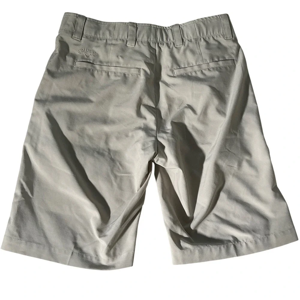 CALLAWAY Mens Golf Shorts Tan Khaki Size 30 Performance Stretch Flat Front 9.5in